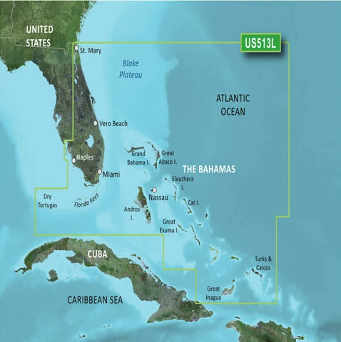 Garmin VUS513L 010-C0742-00 BlueChart g3 Vision microSD/SD Jacksonville FL to Bahamas Coastal Electronic Chart Map
