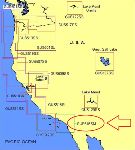 Garmin GUS516SM G-Chart Chart Map Pt Arguello to San Diego CA GPSMAP GUS515SM