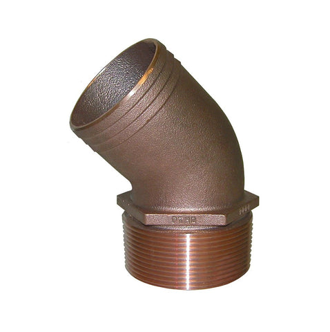 Groco PTHD-1000 Boat Marine Bronze 1" Hose Barb X 1" NPT 45° Adapter Fitting