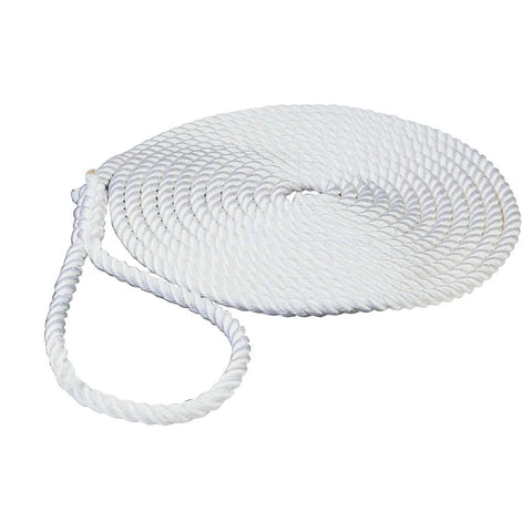 New England Ropes C6390-12-00010 WHITE 3/8" X 10' 3-Strand Nylon Dock Line with Eye Splice Seafit 367310