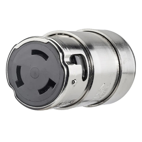Hubbell HBL63CM64 Stainless Steel 50A 125/250V Female Locking Shore Power Connector Body