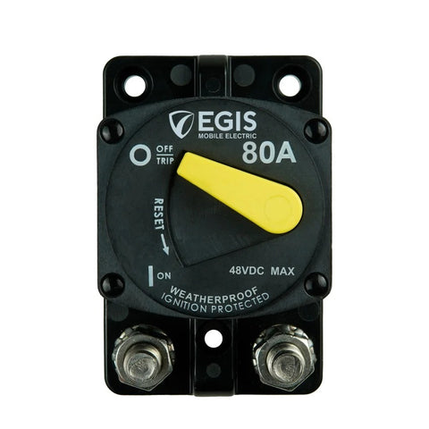 Egis 4704-080 Marine 187 Series Surface Mount Type III 80A Waterproof Circuit Breaker Blue Sea 7142 Bussmann 187080F CB187F-80