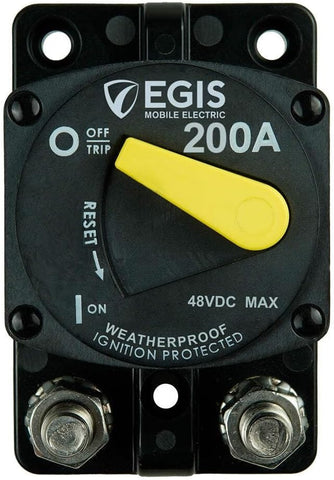 Egis 4704-200 Marine 187 Series Surface Mount Type III 200A Waterproof Circuit Breaker Blue Sea 7149 Bussmann 187200F CB187F-200