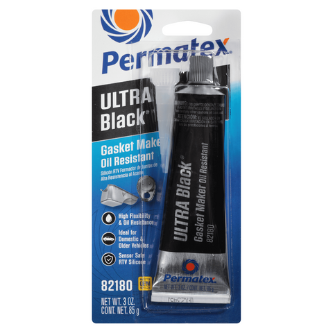 Permatex 82180 Marine Grade 3oz Ultra Black Oil Resistance RTV Silicone Gasket Maker