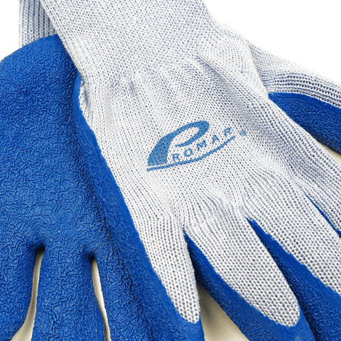 Promar GL-200-M Blue Crab Lobster Latex Grip Fishing and Utility Gloves Size Medium