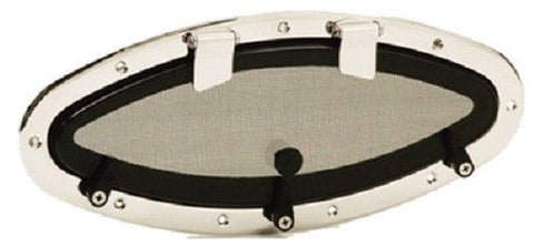 Bomar S516-6-SS Flagship Series Stainless Steel 18" x 8" Elliptical Portlight with Screen and Trim Ring - Second Wind Sales