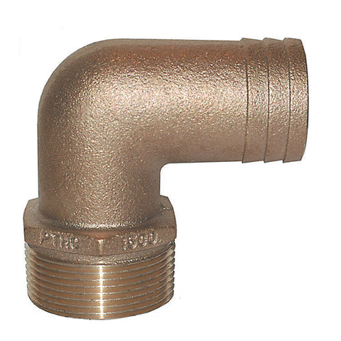 Groco PTHC-1500 Boat Marine Bronze 1-1/2" Pipe to Hose Barb 90° Adapter Fitting