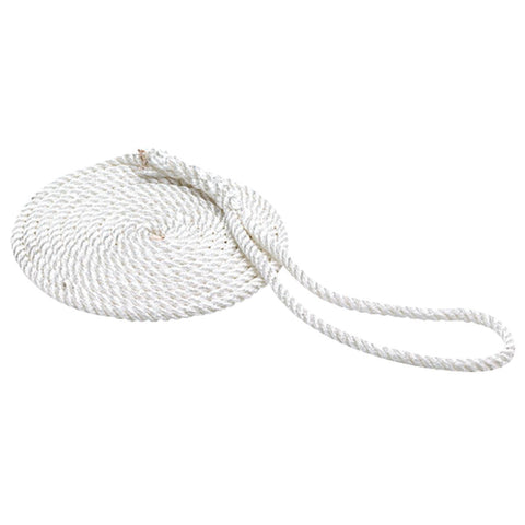 SeaChoice 42521 WHITE 3/8" X 20' Premium 3-Strand Nylon Dock Line with Eye Splice - Second Wind Sales