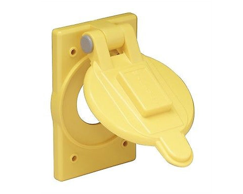 Marinco 7420CR Marine Yellow Weatherproof 15A 20A 30A Outlet Box Cover with Lift Lid - Second Wind Sales