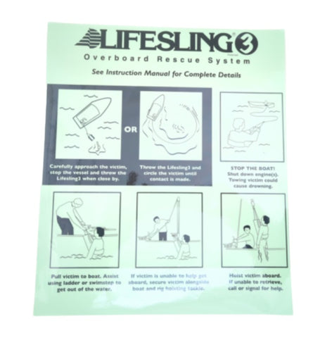 Lifesling 7939788 Lifesling3 Overboard Rescue System Replacement Instruction Decal