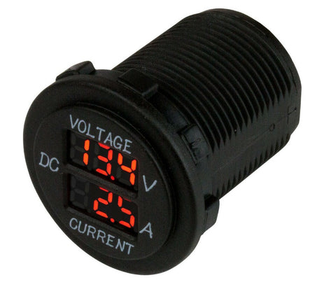 Sea Dog 421625-1 Boat Marine 10 AMP 4-30V 1-1/8’’ Round Digital Voltage & Amp Meter