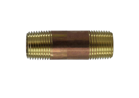 Midland Metal 40-123 40123 Red Brass 1-1/4" NPT X 3” Pipe Fitting Plumbing Nipple