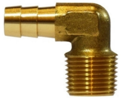Midland Metal 32-039 32039 Brass 1/4" Hose Barb X 1/4" NPT Male 90° Adapter Fitting - Second Wind Sales