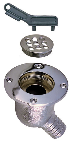 Perko 0142002CHR 0142 Chrome Plated Solid Bronze 1-1/2" Cockpit Scupper Drain