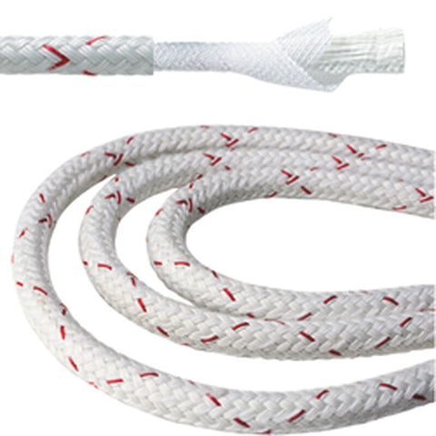 New England Ropes C3100-14 Sta-Set X White / Red 7/16" Polyester Double Braid Halyard Line Rope By the Foot