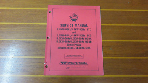 Westerbeke 038673 Genuine OEM BTD BCD BCDA BCDB Diesel Generator Service Manual