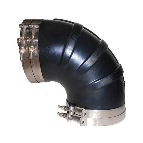 Trident TRL-6590SS High Temp 6" X 5" Wet Exhaust Reducing 90º Elbow with Hose Clamps TRL-6590