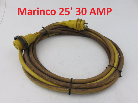 Marinco 25PCM 25PCM2 Boat RV Marine 30 AMP 125 VOLT 25' Yellow Shore Power Cable Cordset