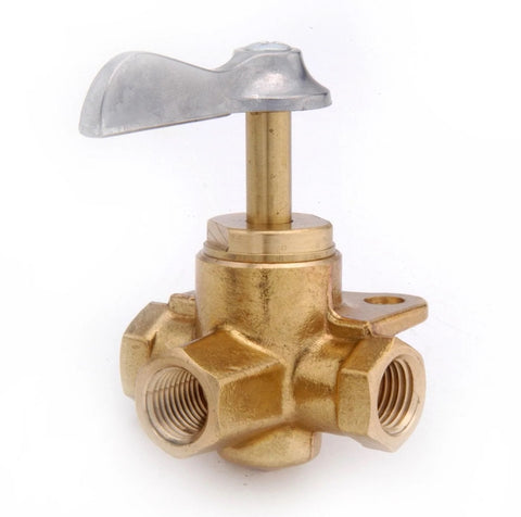 Midland Metal 46-247 46247 Brass 1/4" NPT Female 3-Way Solid Bottom Ball Valve