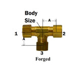 Midland Metal 18-103B 18-103B Barstock Brass 1/4” Tube Forged Compression Union Tee Fitting