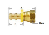 Midland Metal 30-257 30257 Brass 3/8" Push On Hose Barb X 1/2" Female 45° SAE Flare Swivel Adapter Fitting - Second Wind Sales