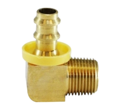 Midland Metal 30-373 30373 Brass 1/4" Push-On Hose Barbed X 1/4" NPT Male 90° Elbow Fitting
