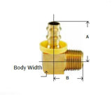 Midland Metal 30-373 30373 Brass 1/4" Push-On Hose Barbed X 1/4" NPT Male 90° Elbow Fitting