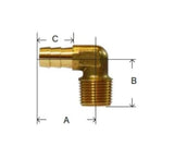 Midland Metal 32-040 32040 Brass 5/16" Hose Barb X 1/4" NPT Male 90° Adapter Fitting - Second Wind Sales