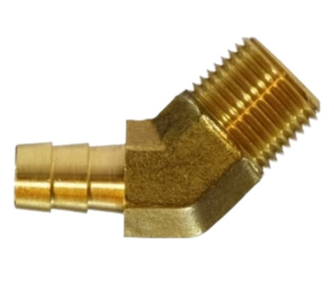 Midland Metal 32-113 32113 Brass 3/8" Hose Barb X 3/8" NPT Male 45° Elbow Adapter Fitting - Second Wind Sales