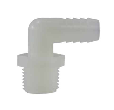 Midland Metal 33-045W 33045W Nylon 5/8" Hose Barb X 1/2" NPT Male 90° Elbow Adapter Fitting