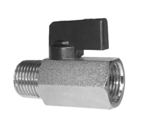 Midland Metal 46-900I 46900I Chrome Plated Brass 1/8" Male X 1/8" Female NPT Mini Ball Valve