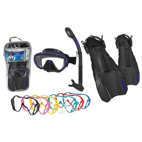 Guardian MAJIK.SET.SM.BK Mambo Majik Pro Scuba & Snorkeling Frameless Silicone Dive Mask, Fins and Snorkel Set