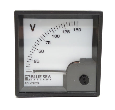 Blue Sea System 1056 Standard European 72mm 12V/24V DC 0-150V AC Analog DIN Voltmeter