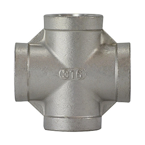 Midland Metal 63-394 63394 Stainless Steel 3/4” NPT Female 4-Way Cross Fitting - Second Wind Sales