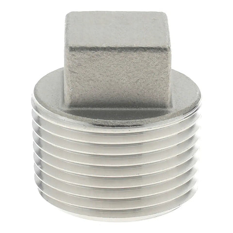 Midland Metal 63-655 63655 Stainless Steel 1” NPT Male Cored Square Head Plug Fitting - Second Wind Sales