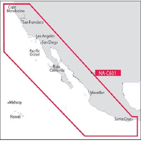 C-MAP NA-C601 NT+ C-Card Chart Santa Cruz Mexico to Cape Mendocino California