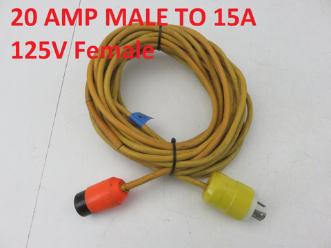 Marinco Custom Marine Boat 20 AMP Male to 15 AMP Female 40' Electrical Shore Power Adapter Like 107A