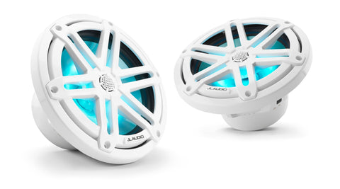 JL AUDIO M3-770X-S-Gw-i 93523 7.7" Marine Coaxial Speakers White Sport Grilles with RGB LED Lighting