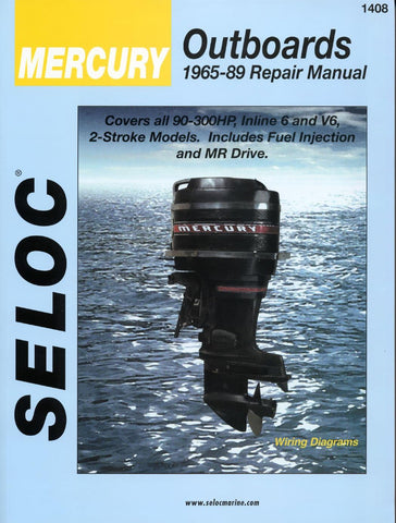 Seloc Mercury 1965-1989 Outboard 90-300HP Inline 6 V6 2-Stroke Repair Manual Sierra 18-01408
