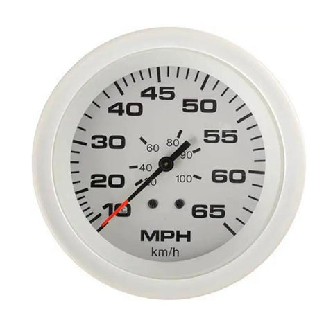 Sierra 68371P Arctic White 3" 10-65 MPH Speedometer Gauge Kit with Pitot and Hose