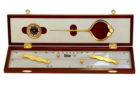 Weems & Plath 319 Polished Brass Elegant Navigation Set with Mahogany Wood Box