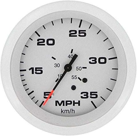 Sierra 68370P Marine Arctic White 3" 5-35 MPH Speedometer Gauge Kit