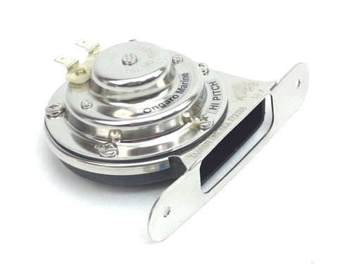 Ongaro 10051 Hi-Pitch Marine All Stainless Steel 12V Mini Drop-In Single Horn ONLY