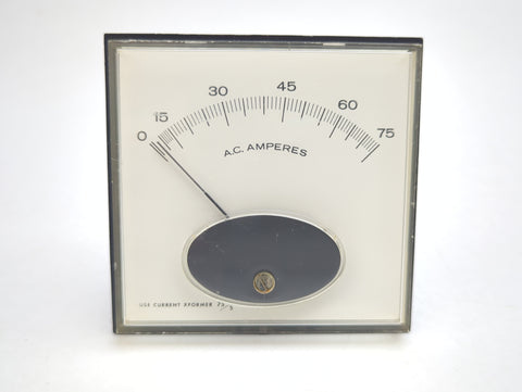 Faria Beede Boat Marine 3” Panel Mount 0-75 AC Amperes Ammeter Gauge