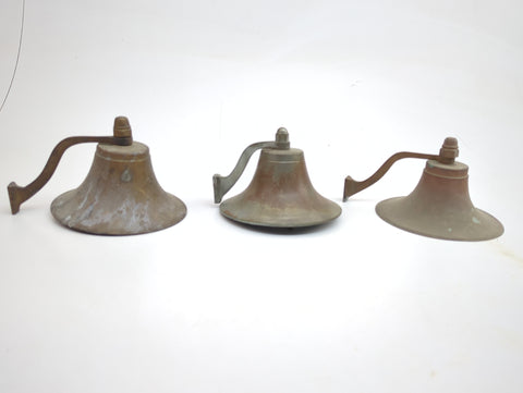 Vintage Solid Brass and Chrome Plated Bronze 5-3/4" Ships Bell Lot of 3