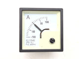 Eltime FE48MIA DIN48 Square 48mm Shortscale 90º 100 AMP Moving Iron Ammeter Gauge