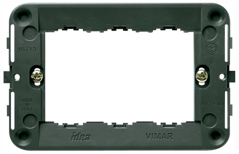 Vimar 16713 Idea VMV71303 VMV71613 Gray 4.64” X 2.96” 3-Module Switch Mounting Frame with Screw