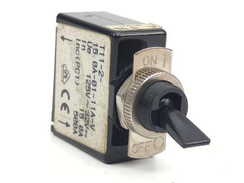 Airpax T11-2-15.0A Snapak Series 1 Pole Black Toggle 15A Magnetic Circuit Breaker