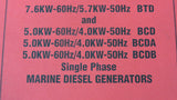 Westerbeke 038673 Genuine OEM BTD BCD BCDA BCDB Diesel Generator Service Manual