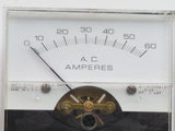 Hoyt Electric 3126 Vintage 2-1/2" Panel Mount 60 AMP AC Amperes Gauge Meter